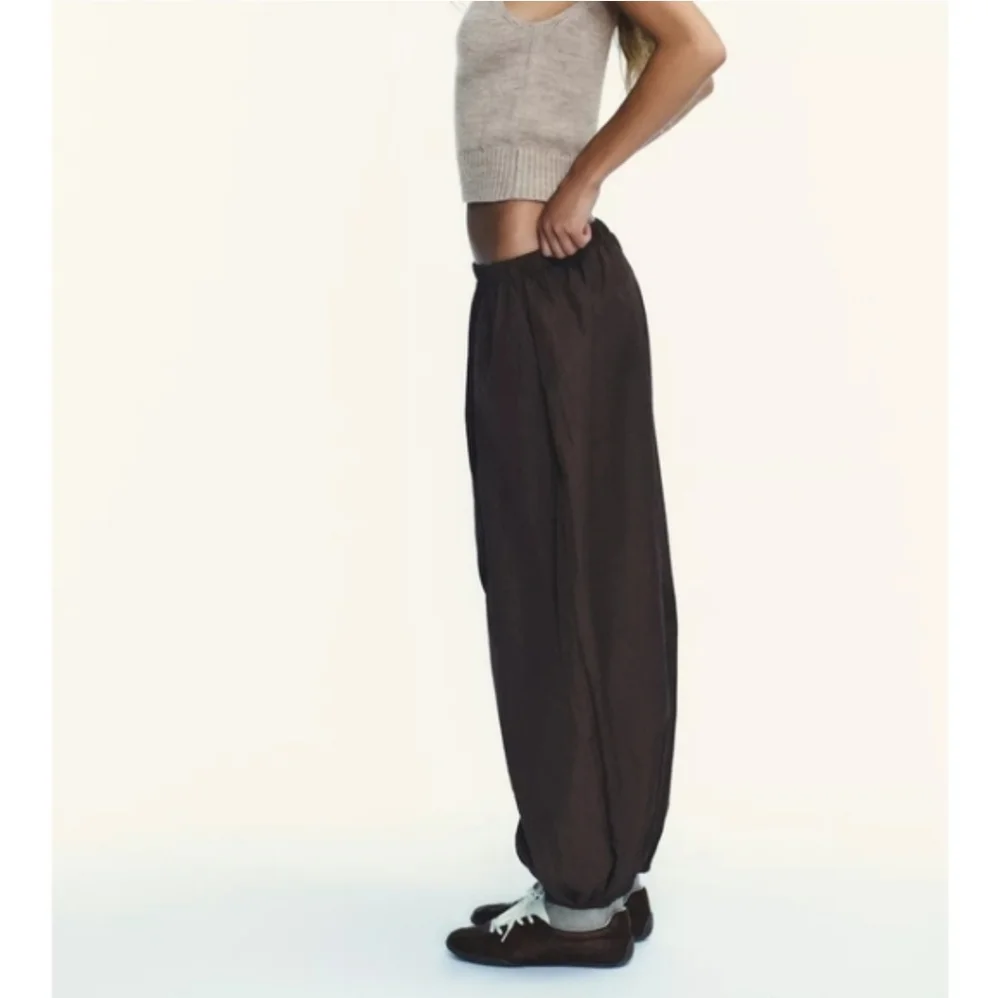 Zara Balloon Pants Brown Nylon Size XS M